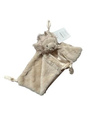 Pottery Barn Baby Beige Lion Thumbie Lovey with Satin Knots